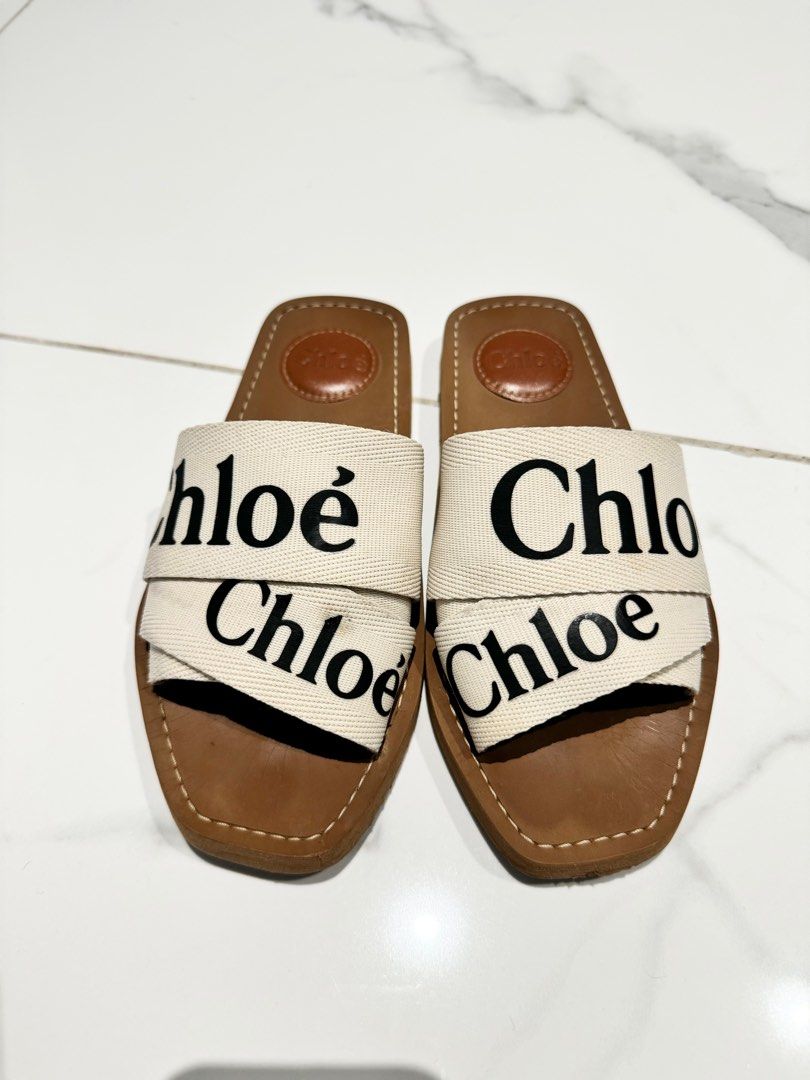 Chloe canvas slides store