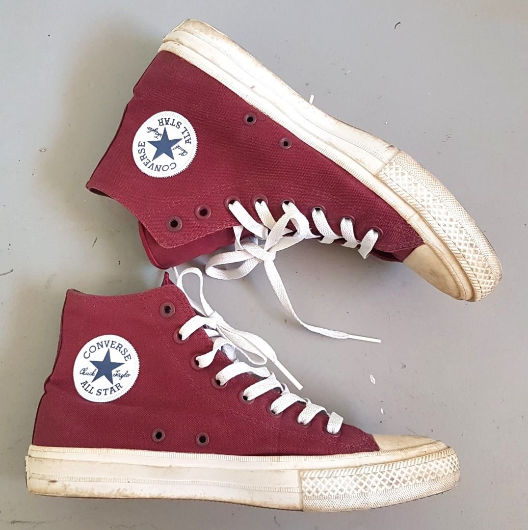 Converse Chuck Taylor All Star Sneakers Designer Burgundy Canvas High Top Shoes UNISEX Model US 9 M US 10 F UK 8 EU 41.5 Original Cult