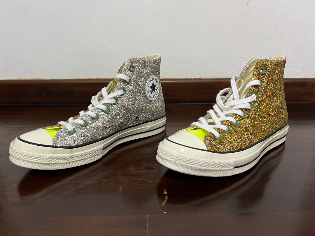 Converse x JW Anderson Gold Silver Glitter Chuck 70 High Top Men s Fashion Footwear Sneakers on Carousell