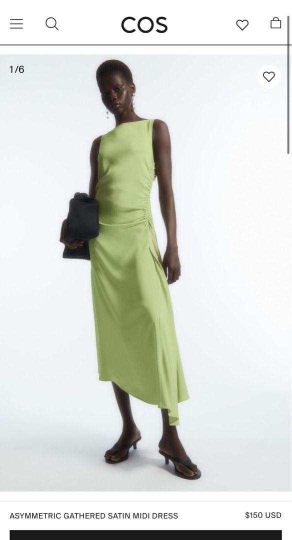 COS ASYMMETRIC GATHERED SATIN MIDI DRESS Women s Fashion Dresses Sets Dresses on Carousell