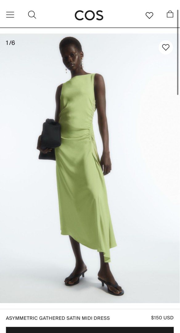 COS ASYMMETRIC GATHERED SATIN MIDI DRESS Women s Fashion Dresses Sets Dresses on Carousell