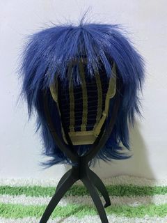 Dark short blue wig for cosplay