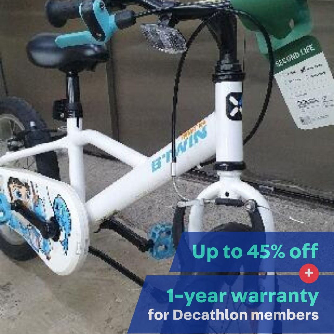 Decathlon Secondlife Unisex Kids Bike Btwin 16 inch Inuit 100 4 6 years White Blue
