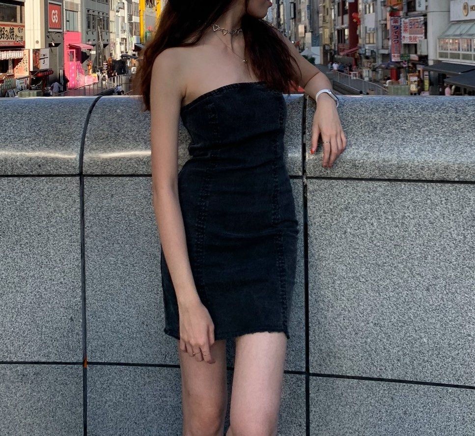 white christmas dresses Womens Denim Halter Mini Dress main image 1