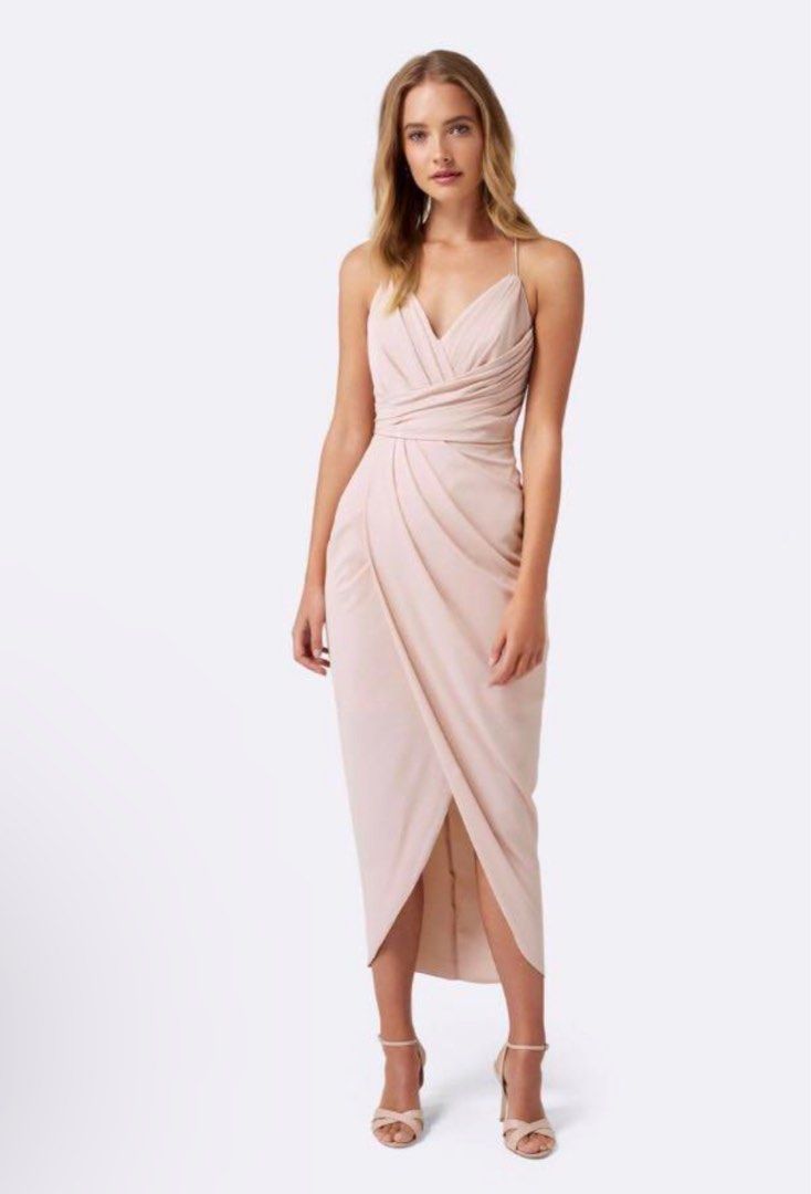 Forever New Charlotte drape blush pink midi dress, wedding guest, cocktail,  prom, date night, AU6, Women's Fashion, Dresses & Sets, Dresses on Carousell