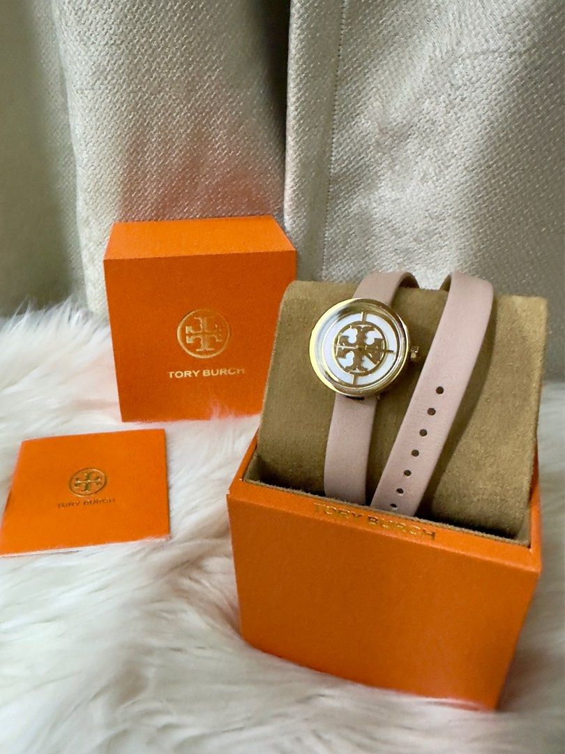 INSTOCK Tory Burch Reva Double Wrap Leather Strap Watch Pink Women s Fashion Watches Accessories Watches on Carousell