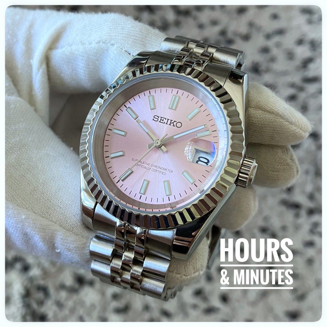 Jubilee Datejust Sakura Pink automatic watch Seiko mod Salmon Pink Women s Fashion Watches Accessories Watches on Carousell
