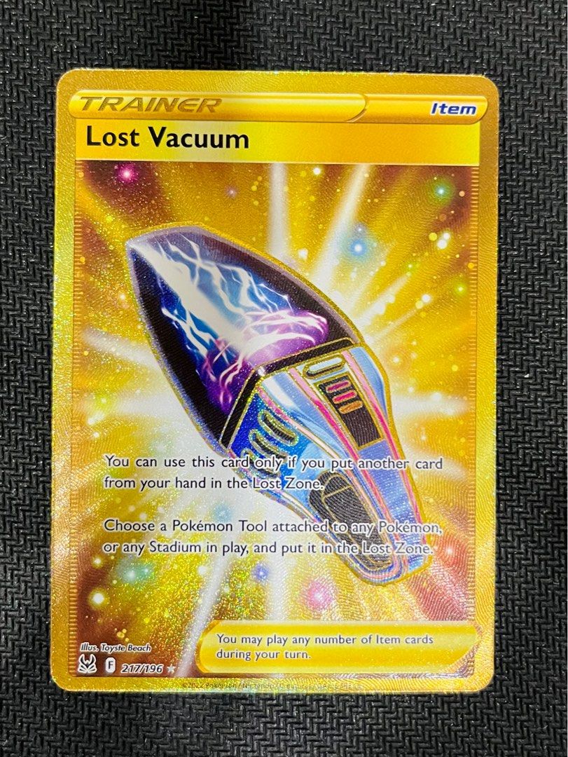 gold lost vacuum pokemon card 2022 Pokmon rare lucky holo 217/196 Choose a Pokmon Tool attached to any Pokmon Lost Vacuum UR Gold Card
