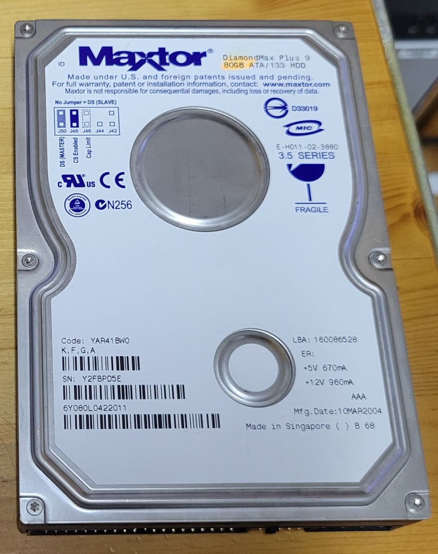 Maxtor DiamondMax Plus 9 - 80G ATA/133 HDD harddisk