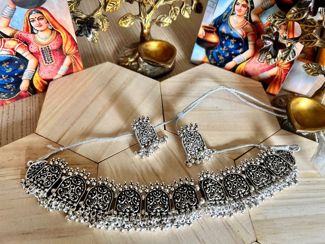 Silver metal jewellery set online