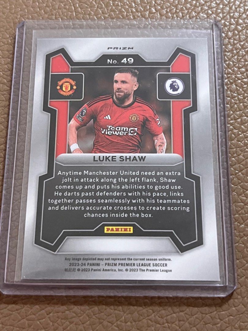 Panini Prizm 2023/24 Manchester United Luke Shaw red mosaic and 