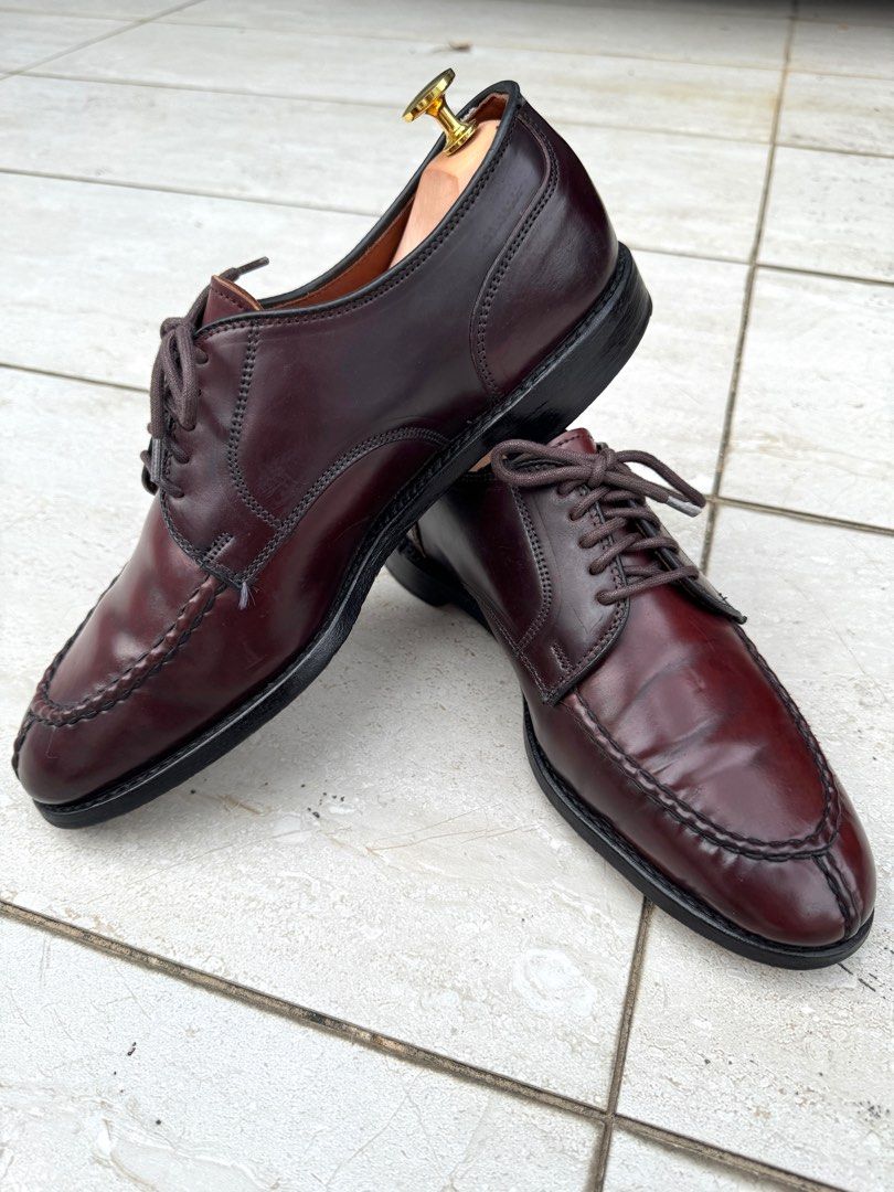 Rare Allen Edmonds Bradley Burgundy Shell Cordovan Norwegian Split Toe Derby US 9D 27cm