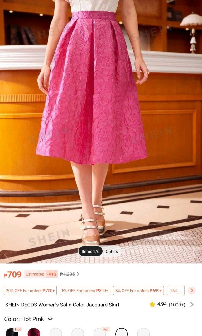 SHEIN DECDS WOMEN S SOLID COLOR JACQUARD SKIRT HOT PINK Women s Fashion Bottoms Skirts on Carousell