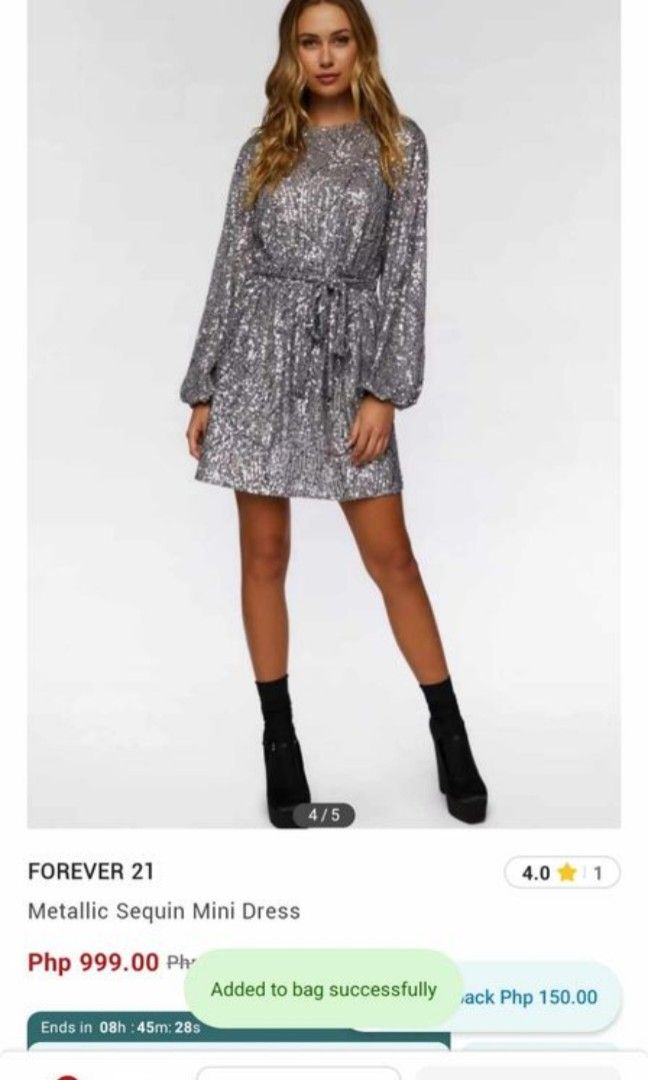 Silver glitter dress Forever 21 Women s Fashion Dresses Sets Evening dresses gowns on Carousell
