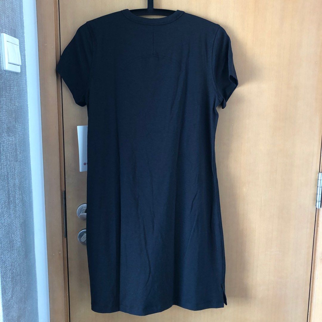 Size 4. NWT Lululemon Classic-Fit Cotton-Blend T-Shirt Dress in black,  Women's Fashion, Activewear on Carousell