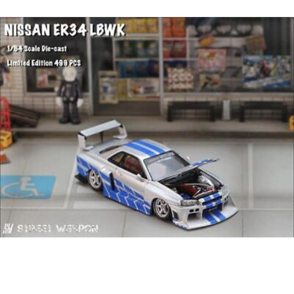 Street Weapon 1/64 Scale Skyline GT-R R34 LBWK ER34 Fast Furious Livery ...