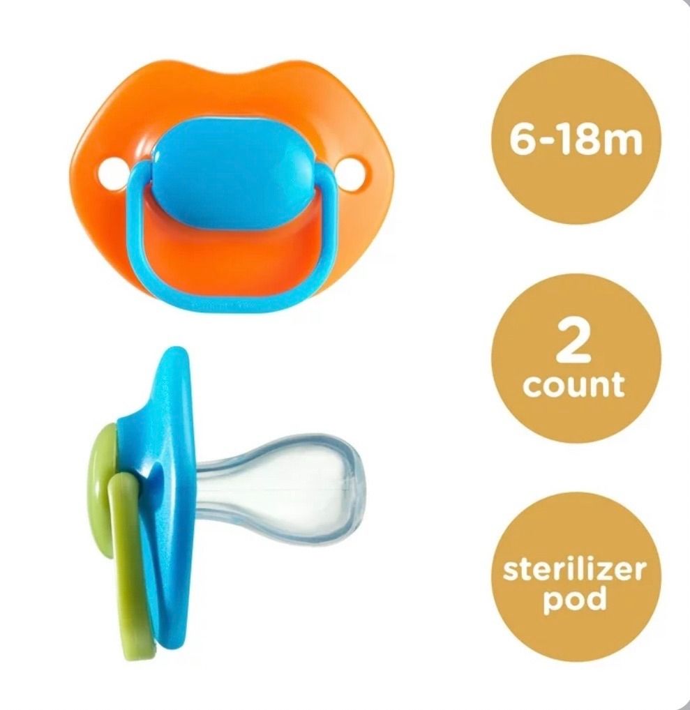 Tommee Tippee FunBrights Pacifiers | 6-18m, 2-Count | Includes Sterilizer Box $10 (Category: Soothers & Pacifiers) located in Las Pinas. Submitted by anonymously_shopaholic (Listing ID 1304765075, Image 2). Description: My Balikbayan Box is finally here! This is an authentic Tommee Tippee FunBrights Pacifiers , 6-18m, 2-Count , Includes Sterilizer Box, brand new in packaging. Retails for US$10 (approximately Php570) and I am selling at super disc