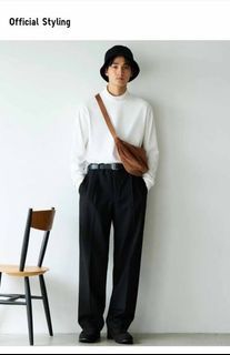 Uniqlo Rayon Blend Pleated Wide Fit Pants