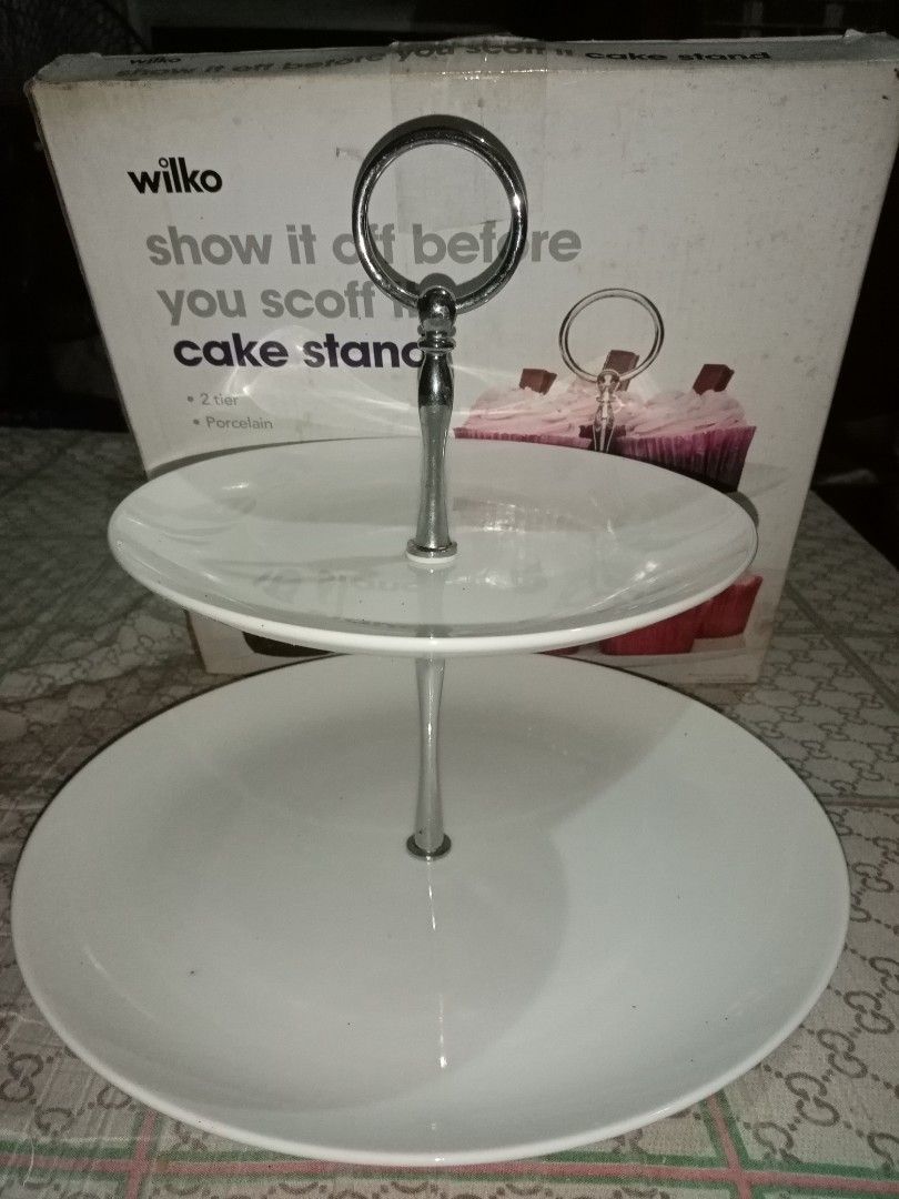 wilko 2 tier porcelain cake stand (Category: Bakeware) located in Quezon City. Submitted by myfpmshop (Listing ID 1304751541, Image 2). Description: wilko 2 tier porcelain cake stand brandnew never been used with box.