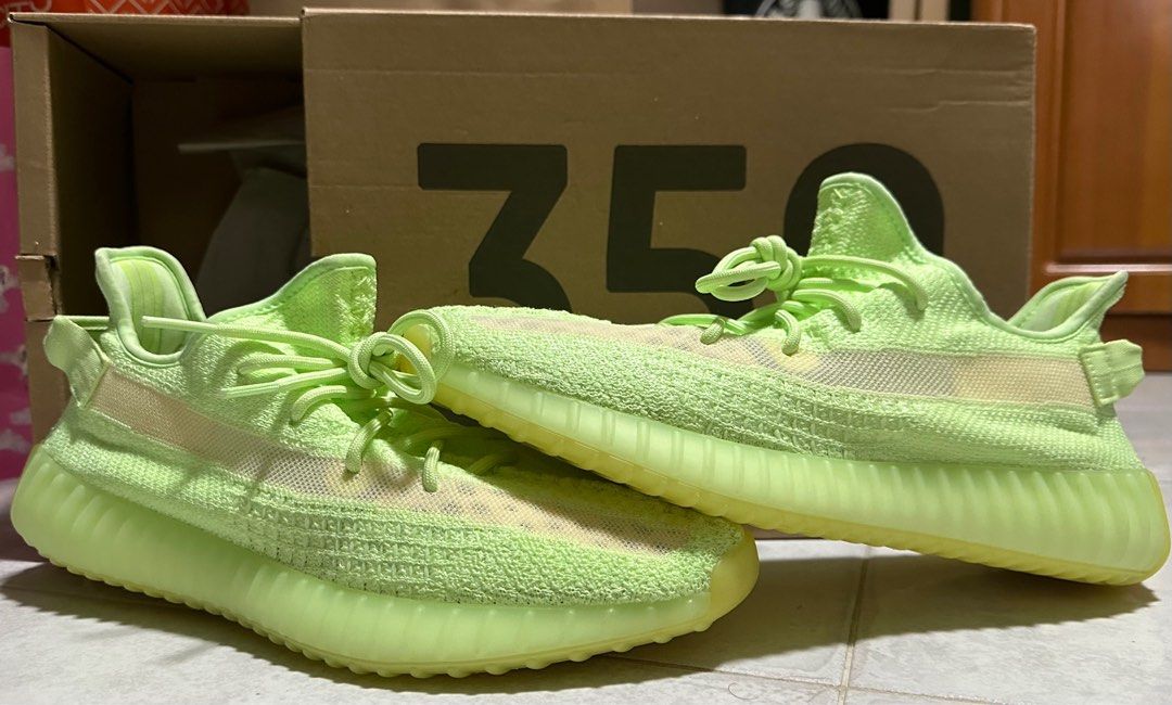 Yeezy Boost 350V2 Glow in Dark GID UK10.5 US11 Men s Fashion Footwear Sneakers on Carousell