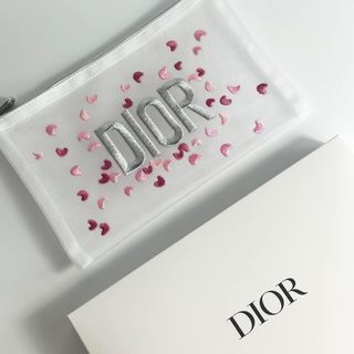 Authentic Dior Embroidered petal mesh pouch With box