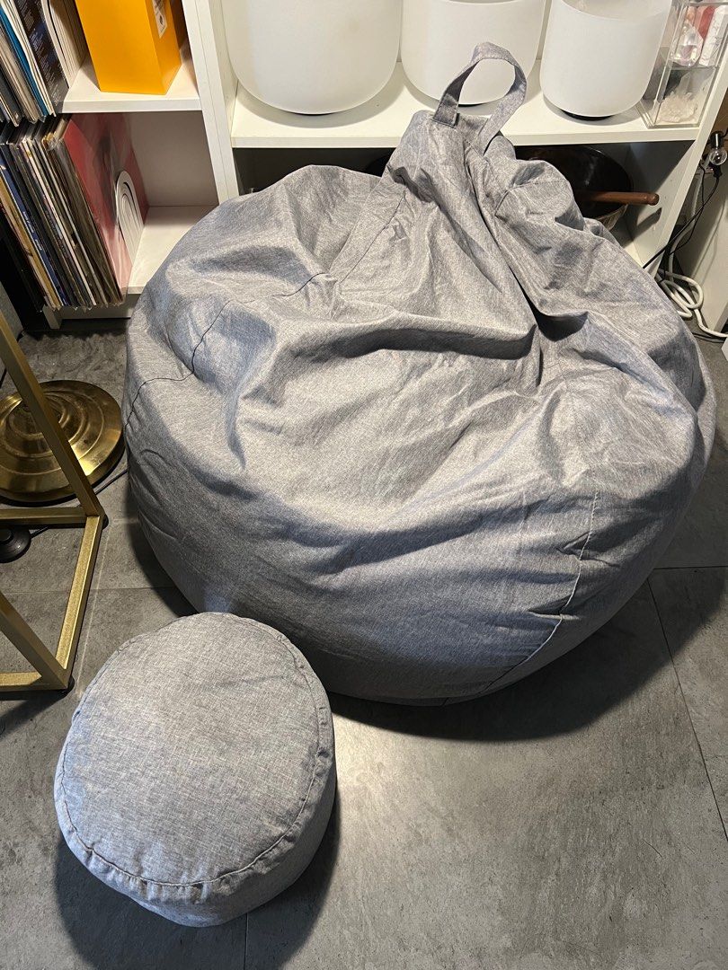 Bean Bag with Fabric Cover and Foot Rest Furniture Home Living Furniture Other Home Furniture on Carousell