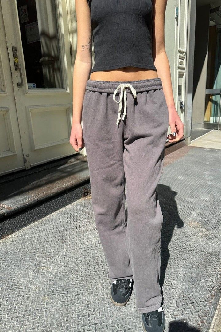 Brandy Melville John Galt dark charcoal grey Anastasia tie sweatpants