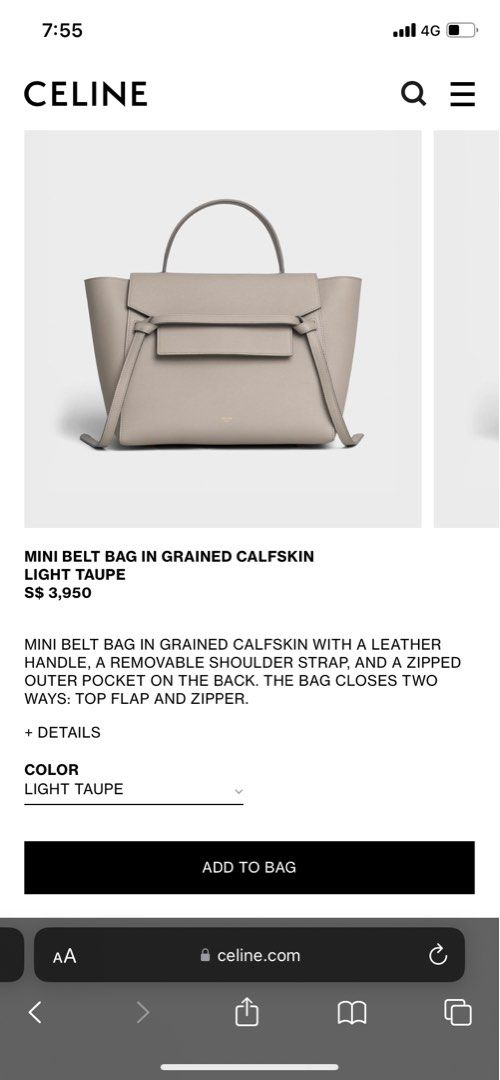 Celine belt bag mini light taupe online