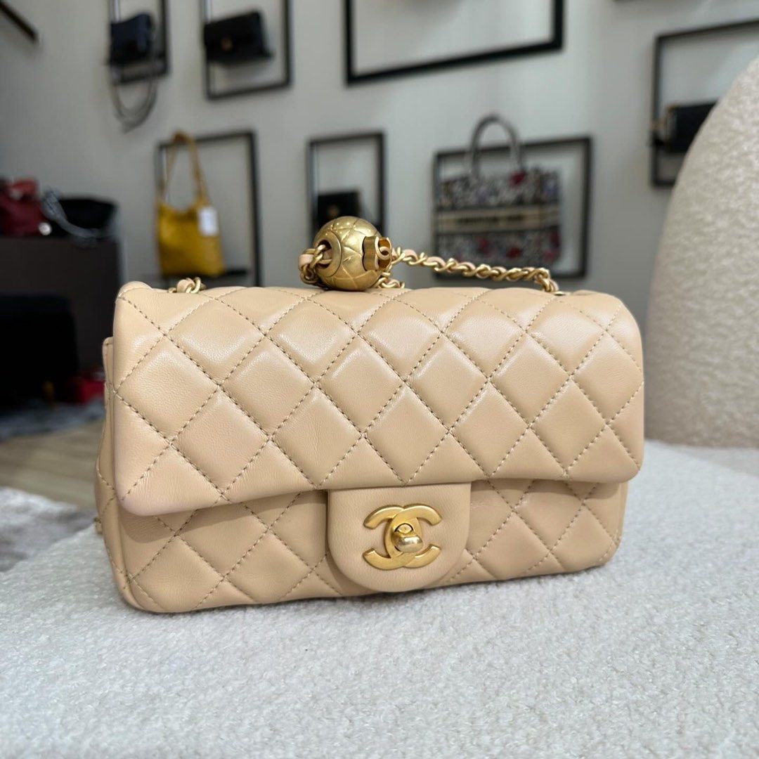 Chanel beige lambskin sales