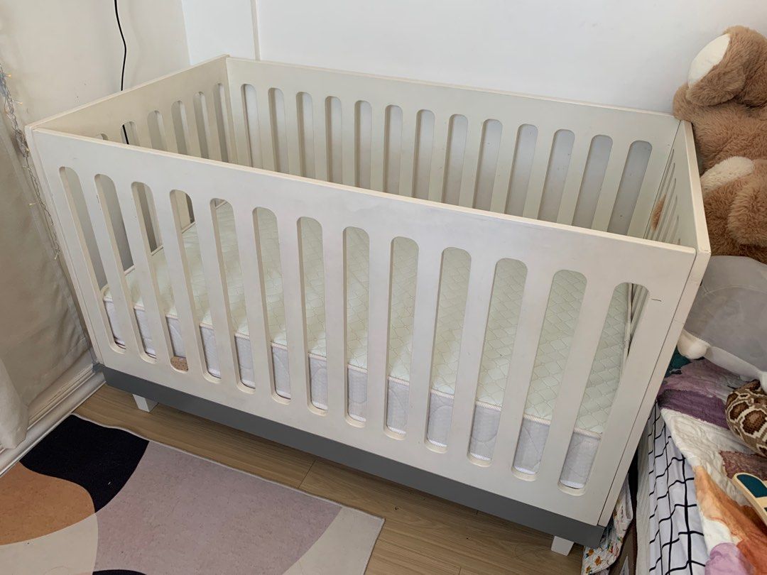 CuddleBug Madison 3 in 1 Convertible Crib White Gray Babies Kids Baby Nursery Kids Furniture Cots Cribs on Carousell