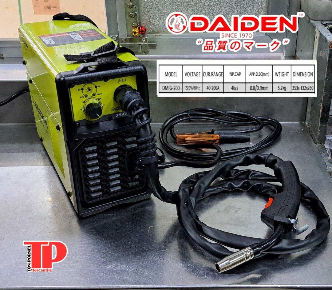DAIDEN 200A INVERTER MIG WELDING (Category: Construction Tools & Equipment) located in Manila. Submitted by tonpornel (Listing ID 1304639273, Image 1). Description: Ton-Pornel Mercantile • We supply Powertools, Hardware tools, Plumbing, Paints, Electrical and Construction materials • We offer Paint Mixing and Powertools Repair Visit us: 38 Marcos Highway Mayamot, Antipolo City https://maps.google.com/?cid=1384230075759805792&entry=gps Store hours