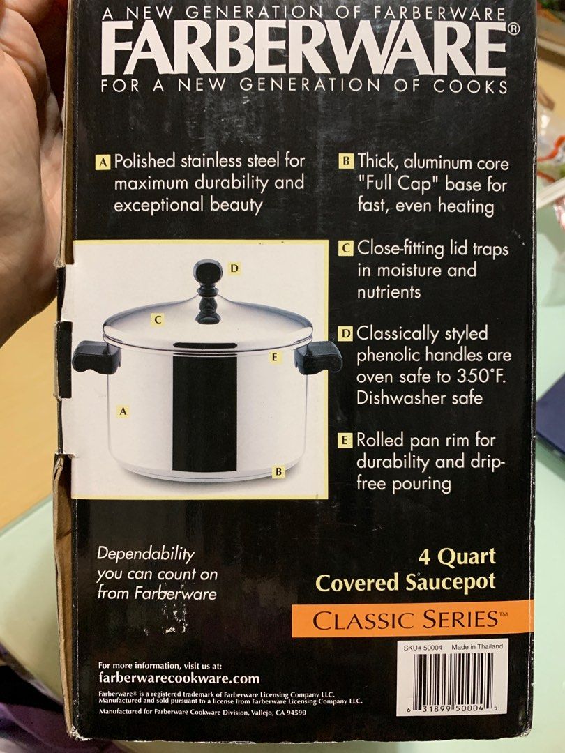Farberware 4 Quart Covered Saucepot Stainless Steel Furniture Home Living Kitchenware Tableware Cookware Accessories on Carousell