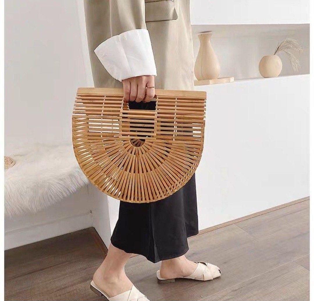 Half Moon Bamboo Bag, Women's Fashion, Bags Wallets, Clutches on