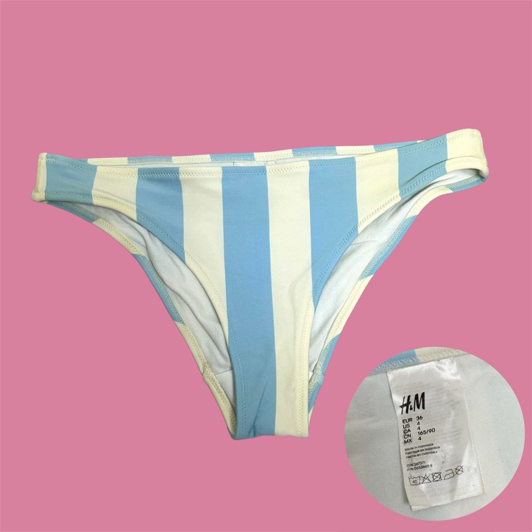 H M Blue Stripped Bottom Swimsuit Swimwear Women s Fashion Swimwear Bikinis Swimsuits on Carousell