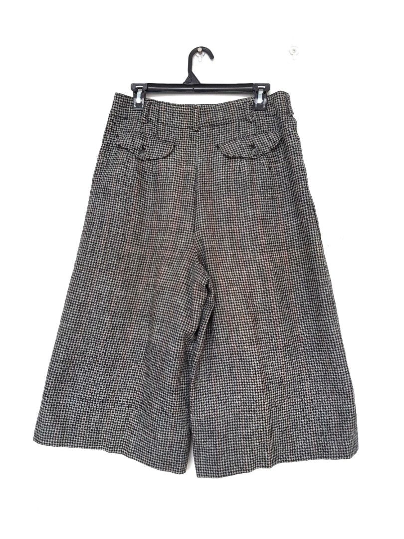 IMPORT HS Houndstooth Tweed Culotte Pants Celana Kulot Midi Berfuring