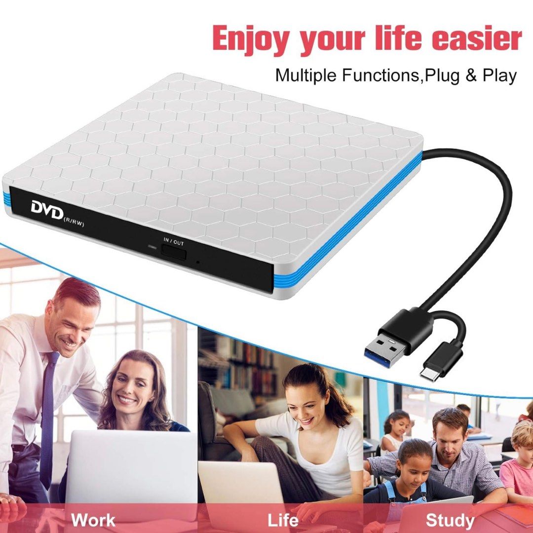 JBONEST External DVD CD Drive With USB 3 0 And Type C Interface jbonest-external-dvd-cd-drive-with-usb-3-0-and-type-c-interface