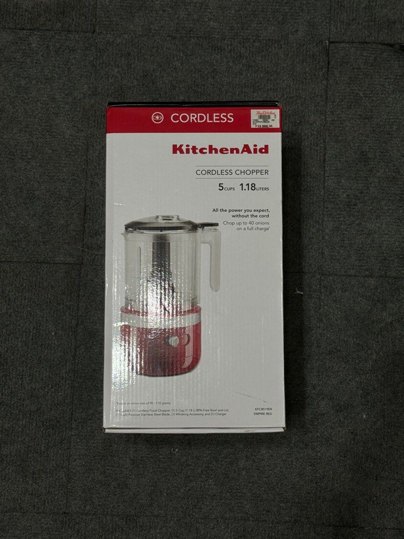 Kitchen Aid Cordless Chopper (Category: Other Kitchen Appliances) located in Manila. Submitted by sheelanahelyyy (Listing ID 1304873434, Image 1). Description: Kitchen Aid Cordless Chopper ORIGINAL ‼️ BRAND NEW ‼️ SEALED ‼️ 11,000 ONLY ‼️ 13,995 SRP ‼️.