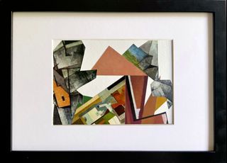 Landscape Series No.2 Original Collage Art Works 14.5 x 10.5 inches with GLASS FRAME