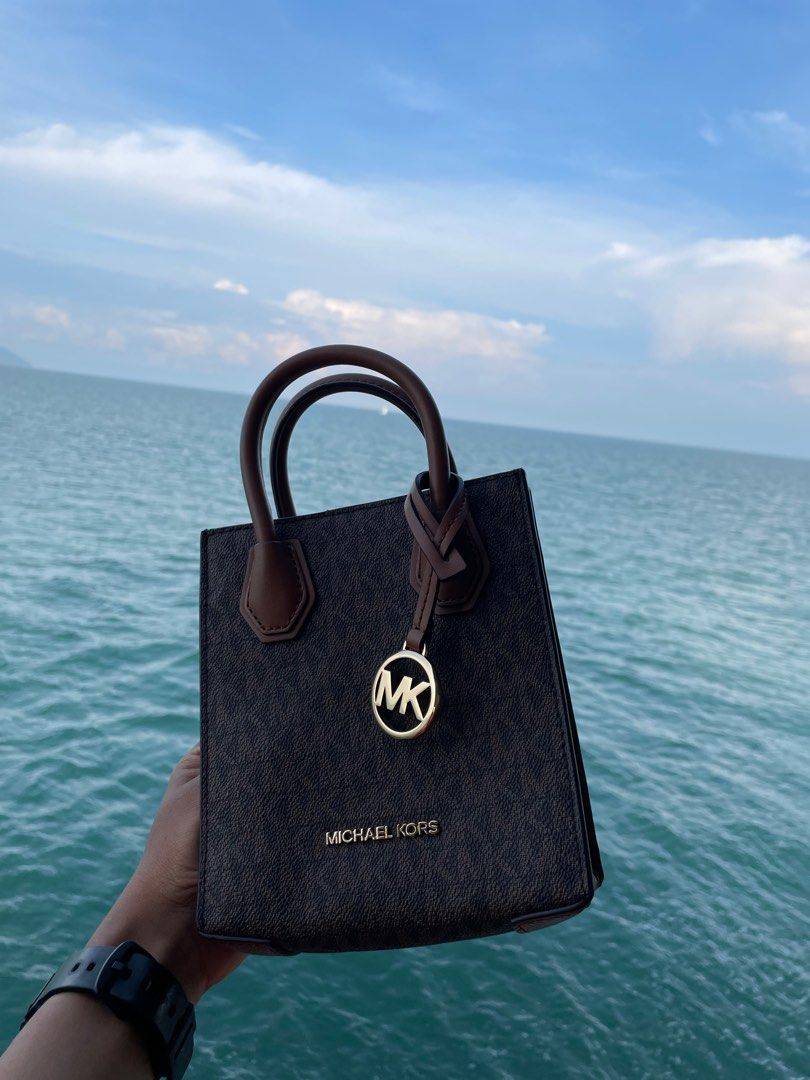 Michael Kors Mercer Extra - small logo and leather Crossbody Bag ...