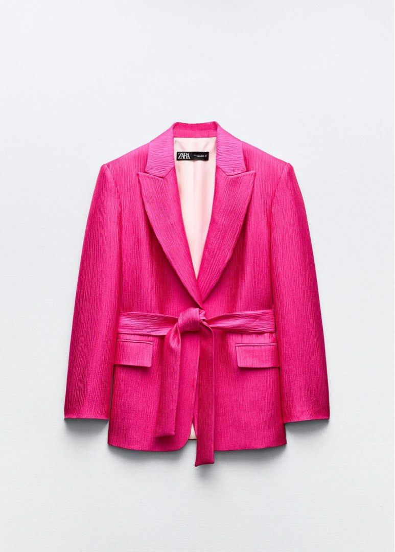 Zara Pink Pink Womens Blazer NEW ARRIVAL ZARA BLAZER WITH BELT