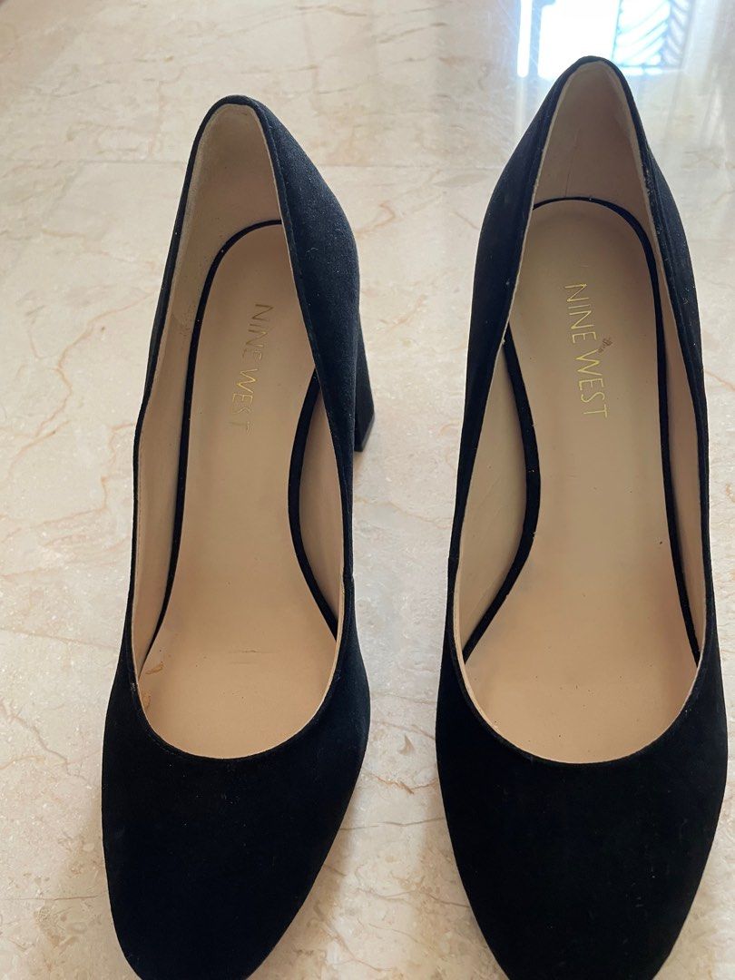 Nine West Elegant Black Velvet Heels Women s Fashion Footwear Heels on Carousell