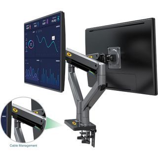 North Bayou NB G35 22-32 inch Full Swivel Dual Gas Strut Arm Monitor Desk Stand with Pedestal Mount