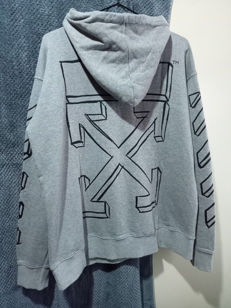 Off White Gray Hoodie 2018 Men s Fashion Tops Sets Hoodies on Carousell