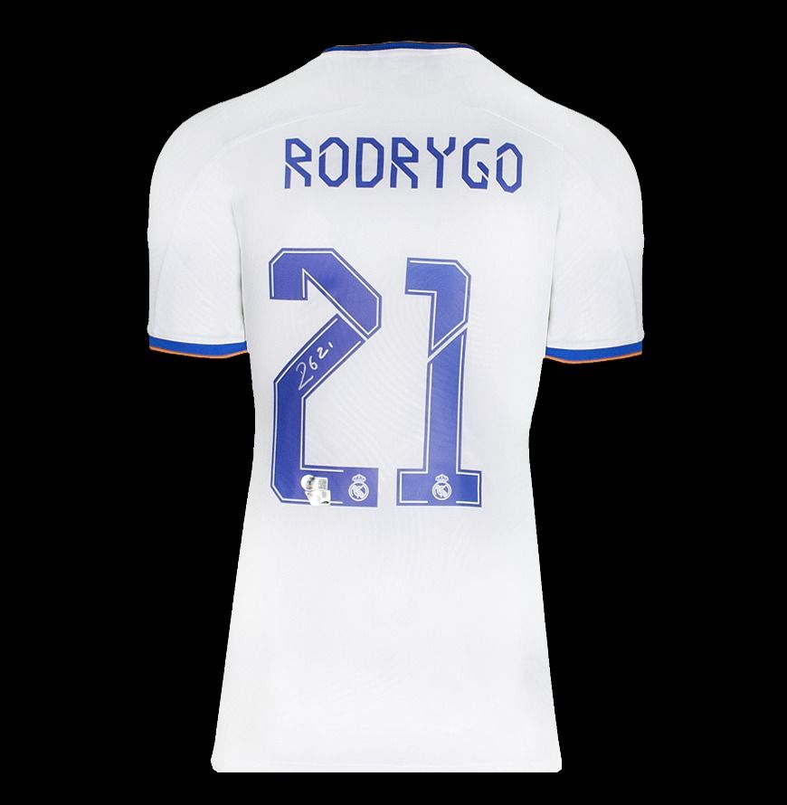 Rodrygo Back Signed Real Madrid CF 2021-22 Home Shirt In Hero