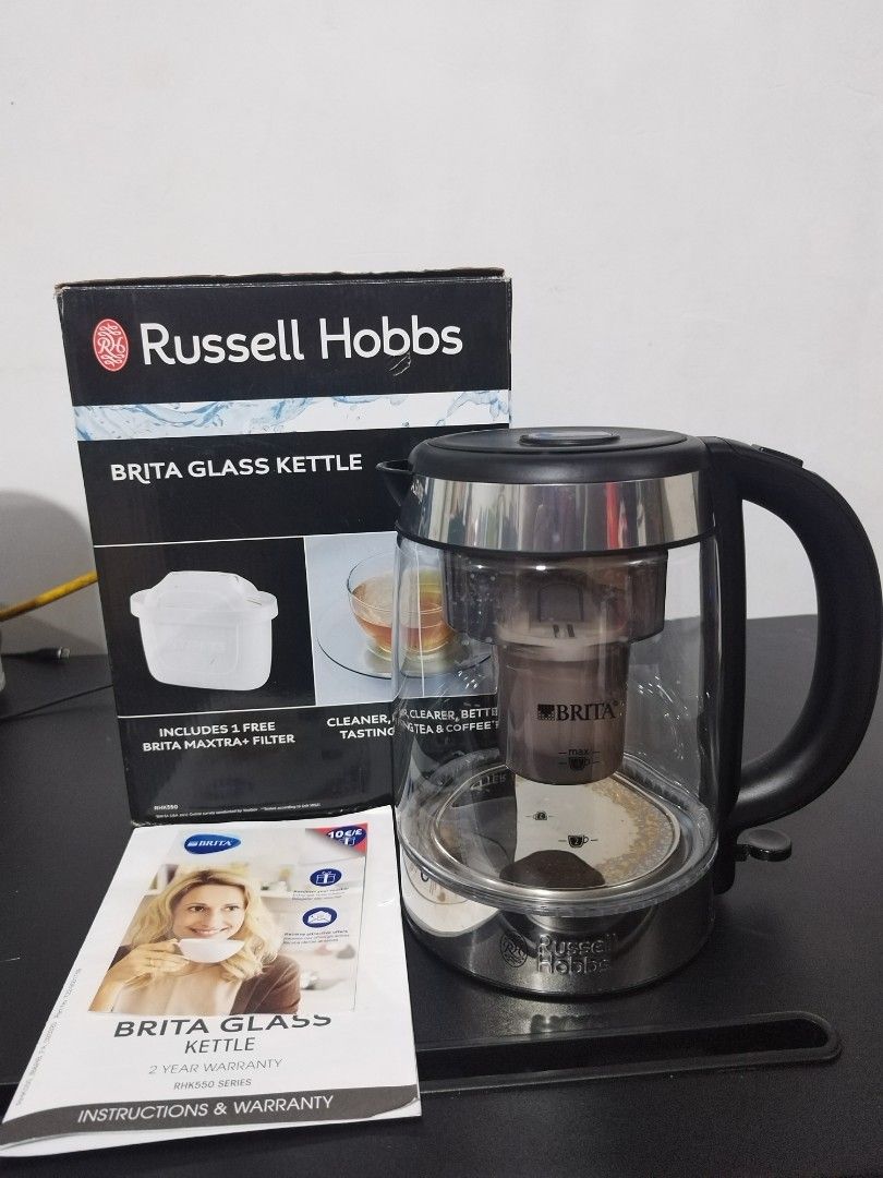 Russell Hobbs Brita Electric Kettle (Category: Kettles & Airpots) located in Taytay. Submitted by mikz_1303 (Listing ID 1304872051, Image 2). Description: Russell Hobbs Brita Electric Kettle Mall Pullout Used as demo and display unit 220V Php 1,700 With box and manual Pm me for more info....