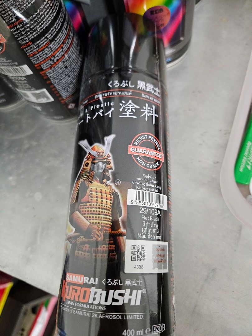 Samurai spray paint flat black, Motorcycles, Motorcycle Accessories on