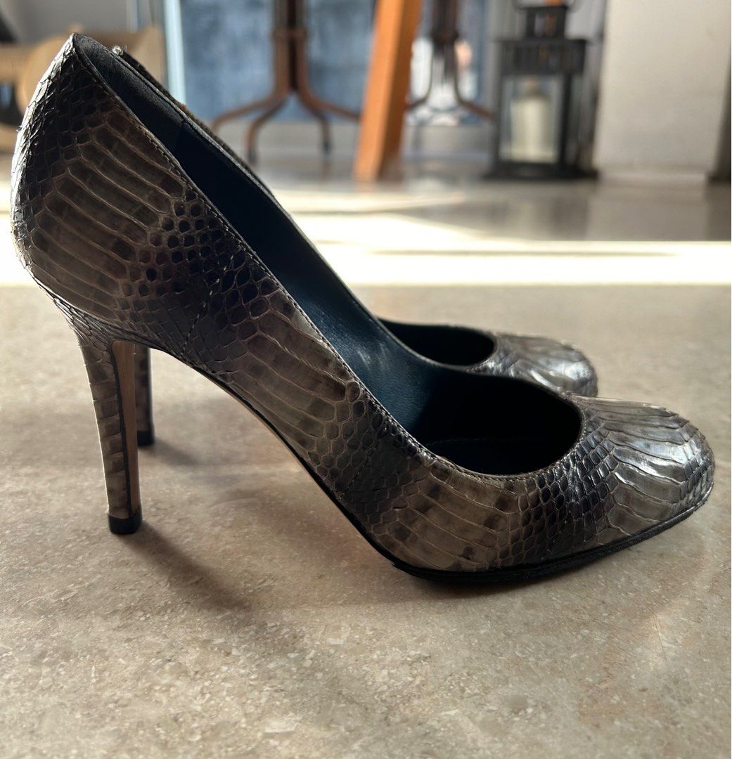 Grey snakeskin heels top