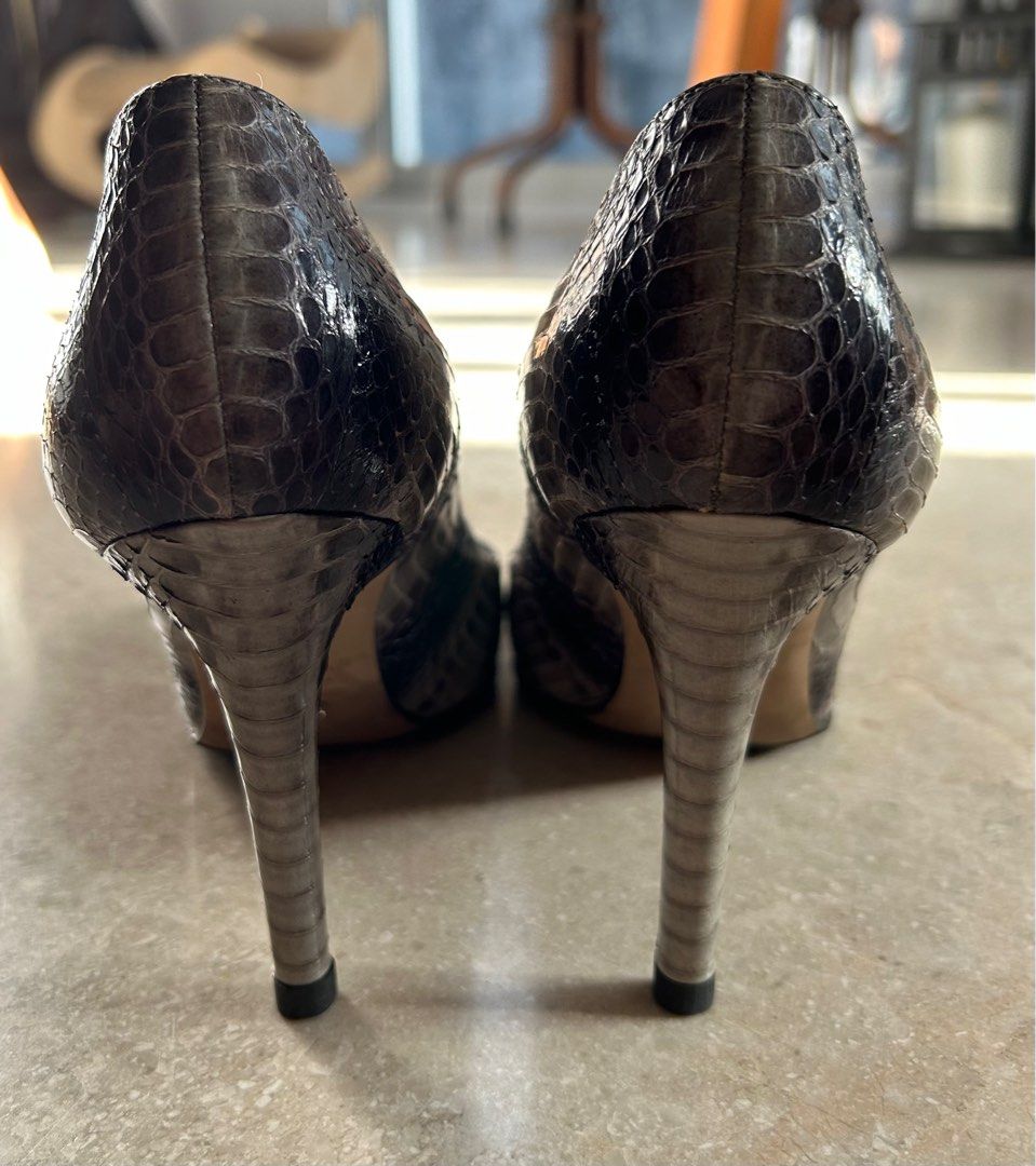 Sergio Rossi grey snakeskin heels Sz 36 Luxury Sneakers Footwear on Carousell