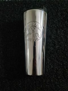 Starbucks  16oz Brushed Chrome Silver Etched Siren Stainless Steel Tumbler 2016 Cup