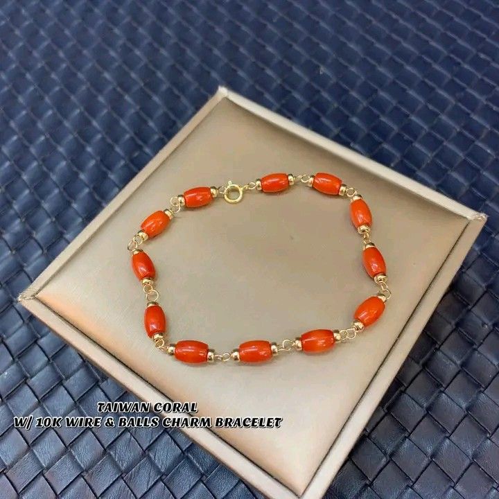 Taiwan coral with 10k wire and balls bracelet Women s Fashion Jewelry Organizers Bracelets on Carousell